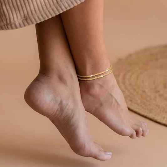 Minimalist Double Chain Anklet